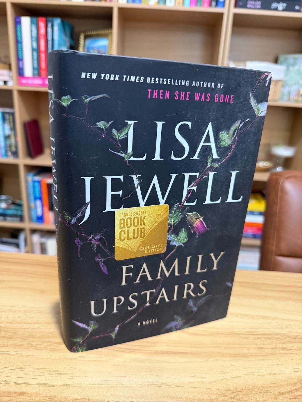 Lisa Jewell "Family Upstairs" Hardcover - Black Cover with Floral Accents